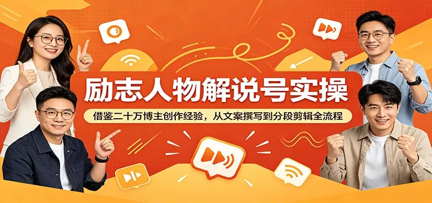 励志人物解说号实操：借鉴二十万博主创作经验，从文案撰写到分段剪辑全流程 《鱼见海科技》-鱼见海资源网-免费PHP网站源码模板,插件软件网创AI智能体资源分享平台！
