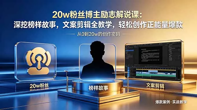 20w粉丝博主励志解说课：深挖榜样故事，文案剪辑全教学，轻松创作正能量爆款客创社区-专注互联网轻资产资源整合与分享客创社区-专注互联网轻资产资源整合与分享