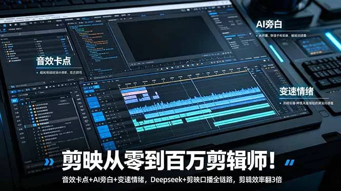 剪映从零到百万剪辑师！音效卡点+AI旁白+变速情绪，Deepseek+剪映口播全链路，剪辑效率翻3倍客创社区-专注互联网轻资产资源整合与分享客创社区-专注互联网轻资产资源整合与分享