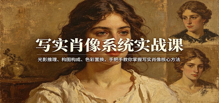 写实肖像系统实战课：光影推理、构图构成、色彩置换，手把手教你掌握写实肖像核心方法客创社区-专注互联网轻资产资源整合与分享客创社区-专注互联网轻资产资源整合与分享