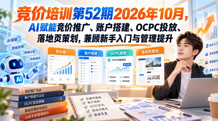 【无水印】竞价培训第52期2026年10月，AI赋能竞价推广、账户搭建、OCPC投放、落地页策划，兼顾新手入门与管理提升星享资源网HS游戏库