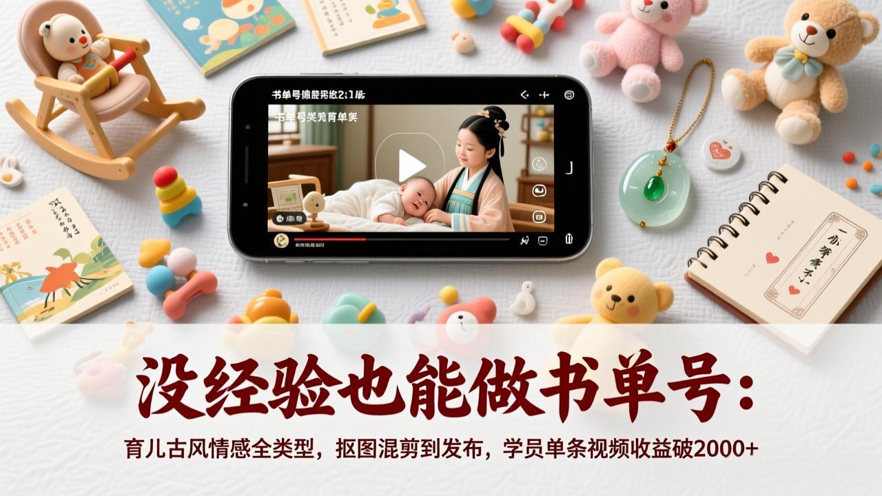 没经验也能做书单号：育儿古风情感全类型，抠图混剪到发布，学员单条视频收益破2000+ - 鱼见海科技完整实施指南 | 鱼见海科技-鱼见海资源网-免费PHP网站源码模板,插件软件网创AI智能体资源分享平台！