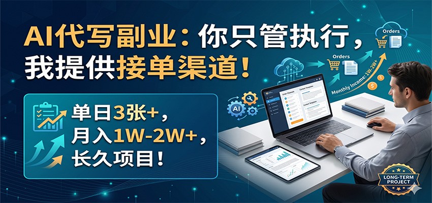 AI代写副业：你只管执行，我提供接单渠道！单日3张+，月入1W-2W+，长久项目客创社区-专注互联网轻资产资源整合与分享客创社区-专注互联网轻资产资源整合与分享