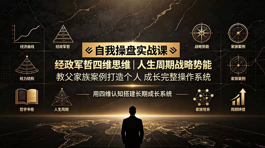 自我操盘实战课：经政军哲四维思维｜人生周期战略势能｜教父家族案例打造个人成长完整操作系统 《鱼见海科技》-鱼见海资源网-免费PHP网站源码模板,插件软件网创AI智能体资源分享平台！