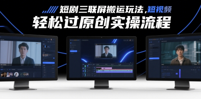 短剧三联屏搬运玩法，短剧搬运轻松过原创实操流程-客创社 - 专注互联网轻资产创业及网络项目资源整合与分享客创社-免费且强大的项目分享网站！
