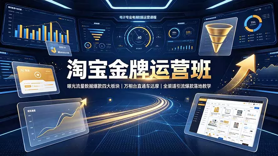 淘宝金牌运营班-7月:曝光流量数据爆款四大板块|万相台直通车达摩|全渠道引流爆款落地教学-软件百科