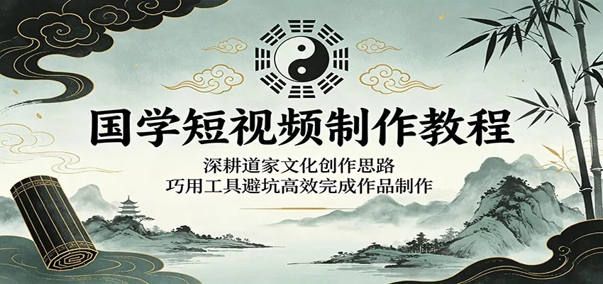 国学短视频制作教程:深耕道家文化创作思路,巧用工具避坑高效完成作品制作主用 -、辅助 +中赚AI网