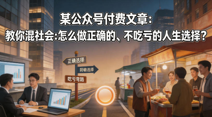 某公众号付费文章：教你混社会：怎么做正确的、不吃亏的人生选择？客创社区-专注互联网轻资产资源整合与分享客创社区-专注互联网轻资产资源整合与分享