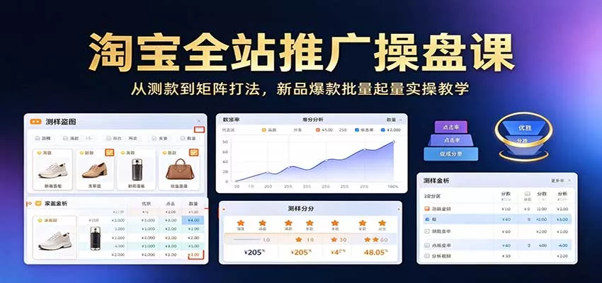 淘宝全站推广操盘课：从测款到矩阵打法，新品爆款批量起量实操教学客创社区-专注互联网轻资产资源整合与分享客创社区-专注互联网轻资产资源整合与分享