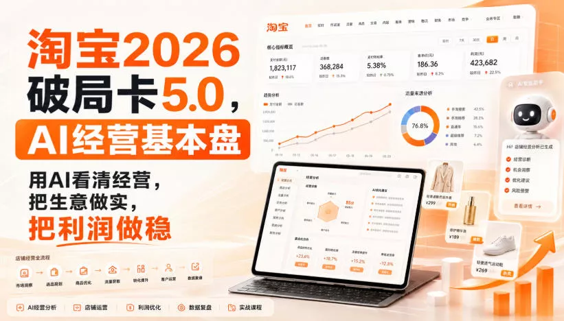 智篆商业-淘宝2026破局卡5.0，AI经营基本盘，用AI看清经营，把生意做实，把利润做稳 《鱼见海科技》-鱼见海资源网-免费PHP网站源码模板,插件软件网创AI智能体资源分享平台！