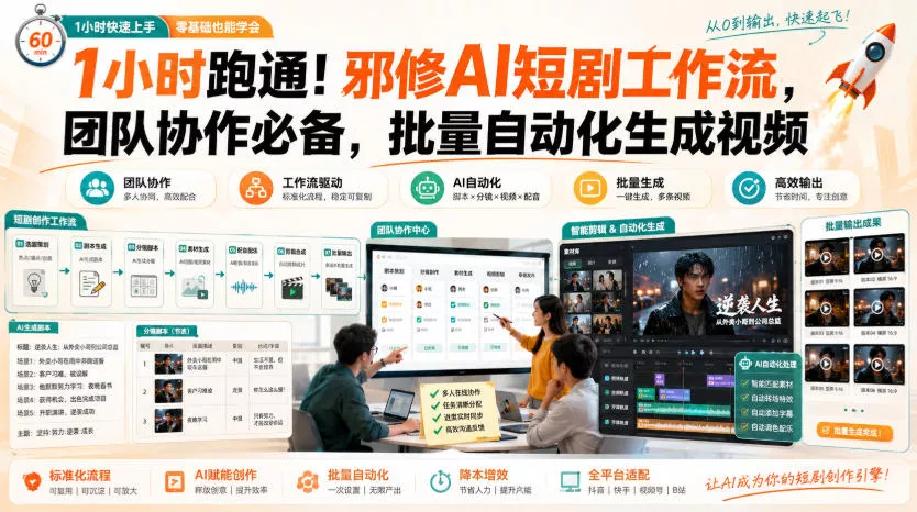 1小时跑通！邪修AI短剧工作流，团队协作必备，批量自动化生成视频星享资源网星享资源网