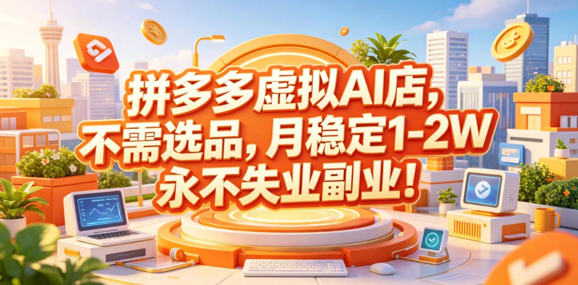 拼多多虚拟AI店，不需选品，月稳定1-2W，永不失业副业！【揭秘】客创社区-专注互联网轻资产资源整合与分享客创社区-专注互联网轻资产资源整合与分享