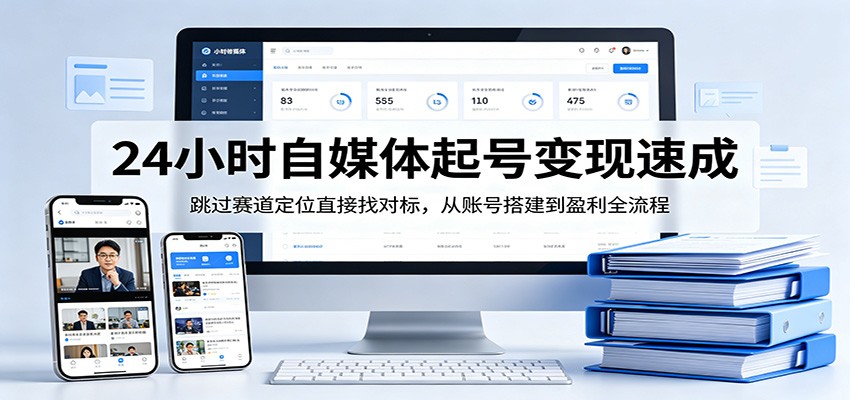 24小时自媒体起号变现速成，跳过赛道定位直接找对标，从账号搭建到盈利全流程客创社区-专注互联网轻资产资源整合与分享客创社区-专注互联网轻资产资源整合与分享