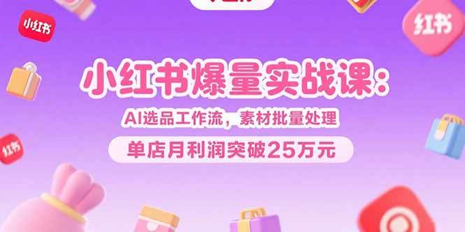 （15462期）小红书爆量实战课：AI选品工作流，素材批量处理，单店月利润突破25万元-客创社 - 专注互联网轻资产创业及网络项目资源整合与分享客创社-免费且强大的项目分享网站！