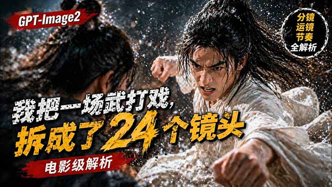 用GPT-Image2，把一段武打对决拆成24个连续镜头，从人物建立、动作衔接、运镜节奏，到情绪爆发-鱼见海资源网-免费PHP网站源码模板,插件软件网创AI智能体资源分享平台！