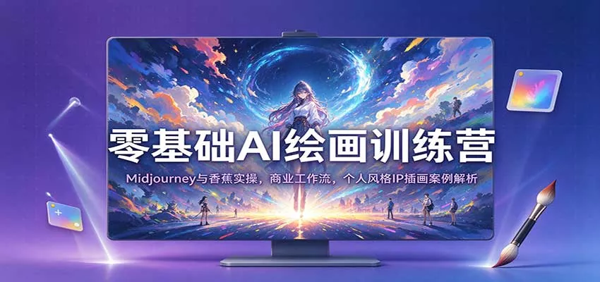 零基础AI绘画训练营：Midjourney与香蕉实操，商业工作流，个人风格IP插画案例解析客创社区-专注互联网轻资产资源整合与分享客创社区-专注互联网轻资产资源整合与分享