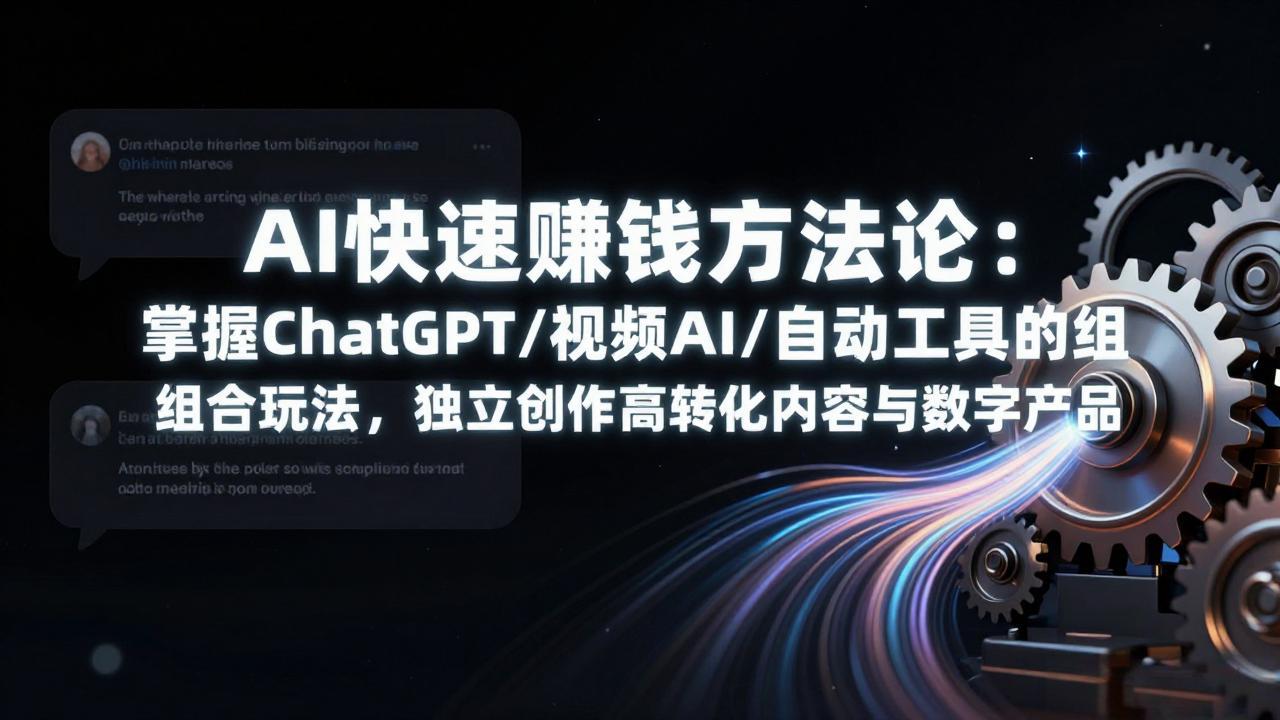 AI快速赚钱方法论：掌握ChatGPT/视频AI/自动化工具的组合玩法，独立创作高转化内容与数字产品客创社区-专注互联网轻资产资源整合与分享客创社区-专注互联网轻资产资源整合与分享