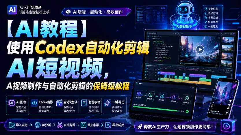【AI教程】使用Codex自动化剪辑AI短视频，AI视频制作与自动化剪辑的保姆级教程星享资源网星享资源网