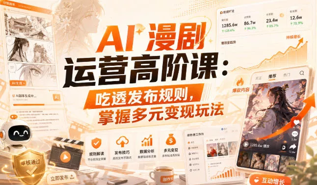AI漫剧运营高阶课：吃透发布规则，掌握多元变现玩法星享资源网星享资源网