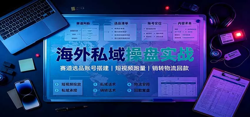 海外私域操盘实战：赛道选品账号搭建，短视频跑量，销转物流回款 《鱼见海科技》-鱼见海资源网-免费PHP网站源码模板,插件软件网创AI智能体资源分享平台！