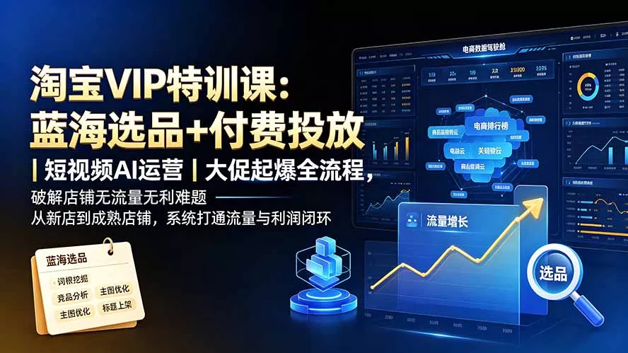 淘宝VIP特训课-更新：蓝海选品+付费投放｜短视频AI运营｜大促起爆全流程，破解店铺无流量无利润难题客创社区-专注互联网轻资产资源整合与分享客创社区-专注互联网轻资产资源整合与分享