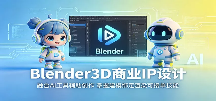 Blender3D商业IP设计：融合AI工具辅助创作，掌握建模绑定渲染可接单技能客创社区-专注互联网轻资产资源整合与分享客创社区-专注互联网轻资产资源整合与分享