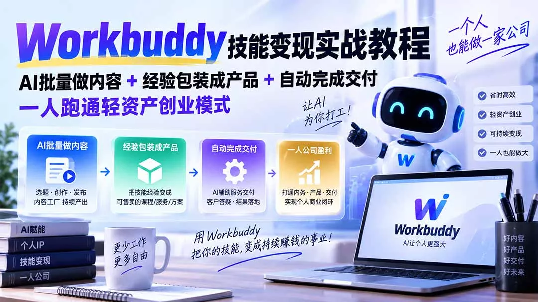 Workbuddy技能变现实战教程：AI批量做内容+经验包装成产