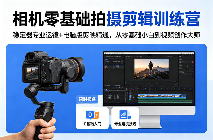 相机零基础拍摄剪辑训练营：稳定器专业运镜+电脑版剪映精通，从零基础小白到视频创作大师客创社区-专注互联网轻资产资源整合与分享客创社区-专注互联网轻资产资源整合与分享