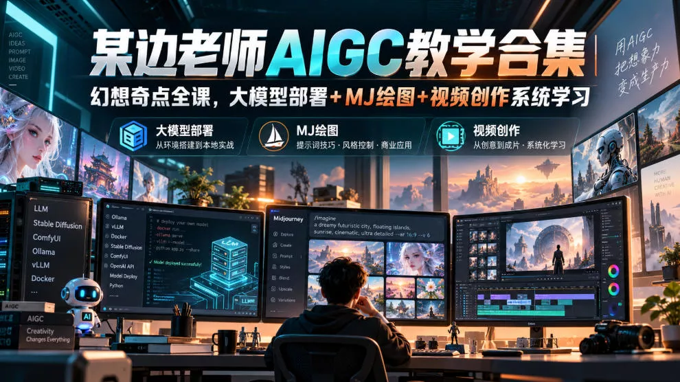 某边老师AIGC教学合集｜幻想奇点全课，大模型部署+MJ绘图+视频创作系统学习客创社区-专注互联网轻资产资源整合与分享客创社区-专注互联网轻资产资源整合与分享