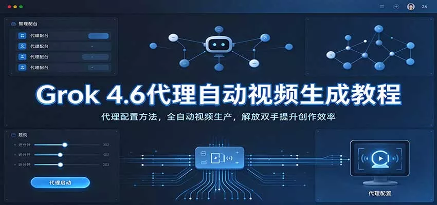 Grok 4.6代理自动视频生成教程：代理配置方法，全自动视频生产，解放双手提升创作效率客创社区-专注互联网轻资产资源整合与分享客创社区-专注互联网轻资产资源整合与分享