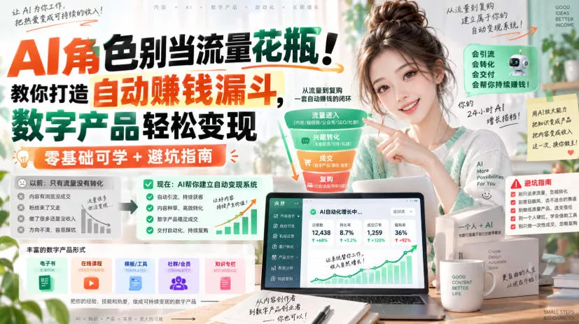 AI角色别当流量花瓶！教你打造自动賺钱漏斗，数字产品轻松变现(零基础可学+避坑指南)【原创双语字幕】星享资源网星享资源网