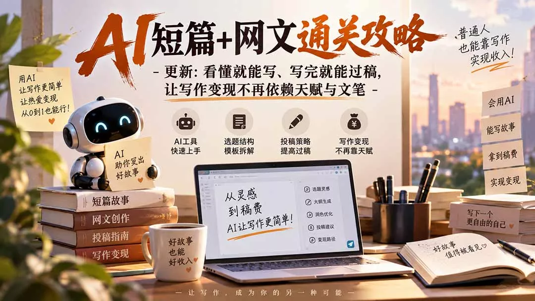 AI短篇+网文通关攻略-更新1009：看懂就能写、写完就能过稿，让写作变现不再依赖天赋与文笔 《鱼见海科技》-鱼见海资源网-免费PHP网站源码模板,插件软件网创AI智能体资源分享平台！