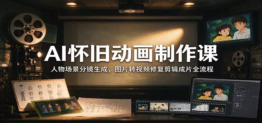 AI怀旧动画制作课：人物场景分镜生成，图片转视频修复剪辑成片全流程客创社区-专注互联网轻资产资源整合与分享客创社区-专注互联网轻资产资源整合与分享
