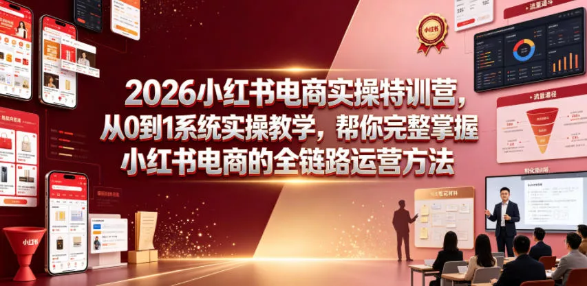 2026小红书电商实操特训营，从0到1系统实操教学，帮你完整掌握小红书电商的全链路运营方法客创社区-专注互联网轻资产资源整合与分享客创社区-专注互联网轻资产资源整合与分享
