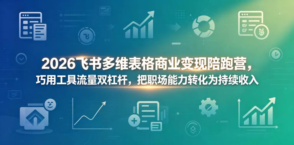 2026飞书多维表格商业变现陪跑营，巧用工具流量双杠杆，把职场能力转化为持续收入客创社区-专注互联网轻资产资源整合与分享客创社区-专注互联网轻资产资源整合与分享