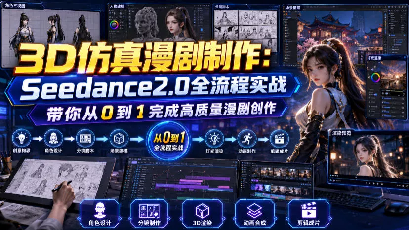 3D仿真漫剧制作：Seedance2.0全流程实战，带你从0到1完成高质量漫剧创作客创社区-专注互联网轻资产资源整合与分享客创社区-专注互联网轻资产资源整合与分享