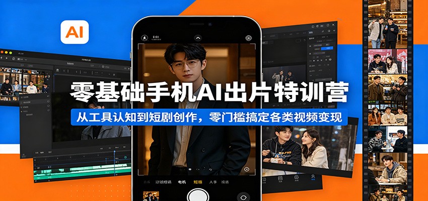 零基础手机AI出片特训营：从工具认知到短剧创作，零门槛搞定各类视频变现客创社区-专注互联网轻资产资源整合与分享客创社区-专注互联网轻资产资源整合与分享