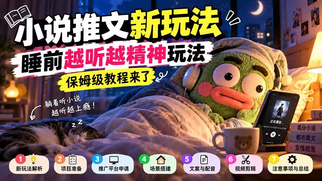 小说推文新玩法，睡前越听越精神玩法，保姆级教程来了-鱼见海资源网-免费PHP网站源码模板,插件软件网创AI智能体资源分享平台！