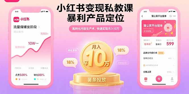 小红书变现私教课，暴利产品定位，高转化内容生产术，快速实现月入10万-客创社 - 专注互联网轻资产创业及网络项目资源整合与分享客创社-免费且强大的项目分享网站！