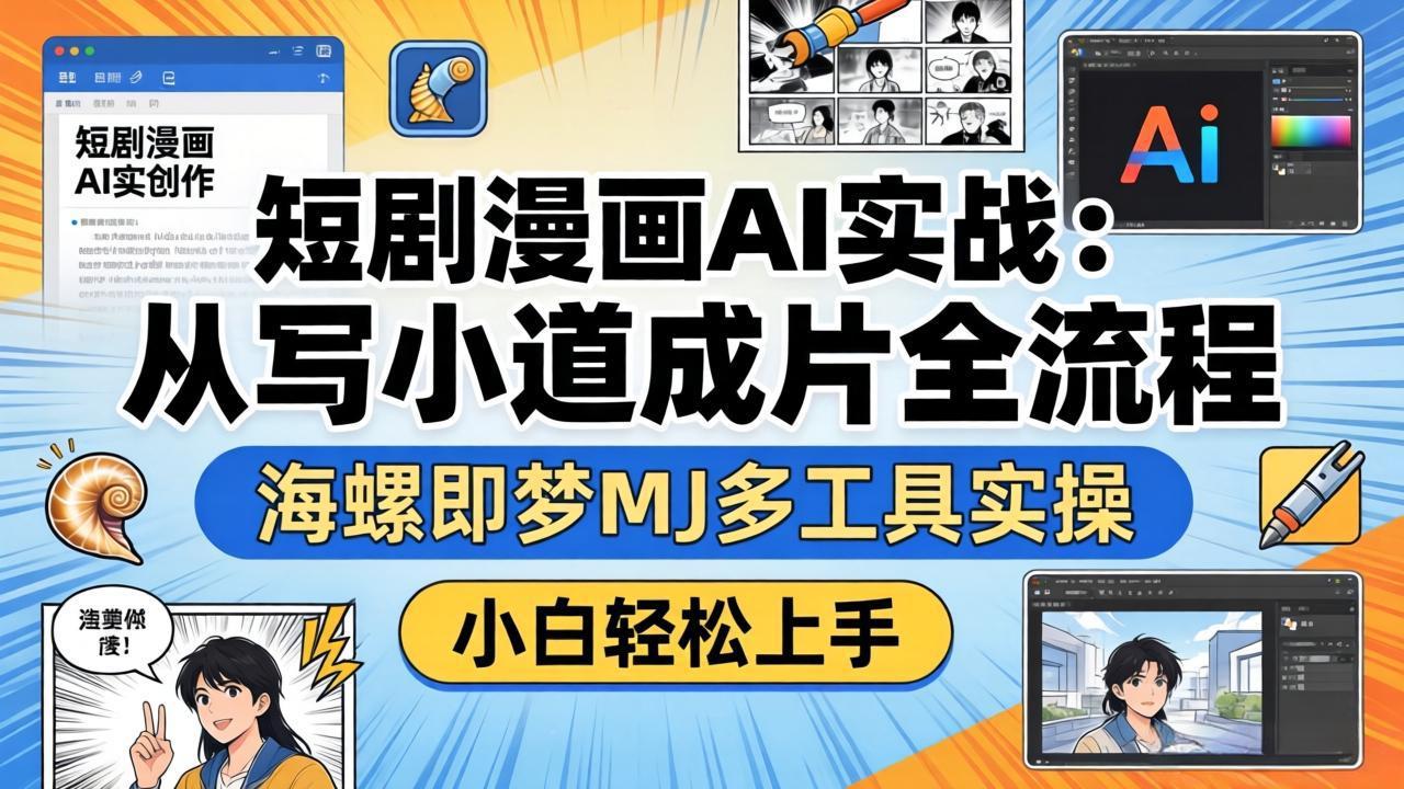 短剧漫画AI实战：从写小说到成片全流程，海螺即梦MJ多工具实操，小白轻松上手客创社区-专注互联网轻资产资源整合与分享客创社区-专注互联网轻资产资源整合与分享