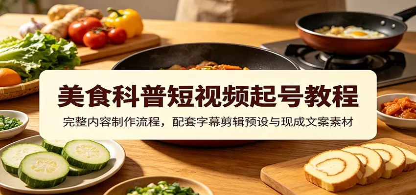 美食科普短视频起号教程：完整内容制作流程，配套字幕剪辑预设与现成文案素材星享资源网星享资源网