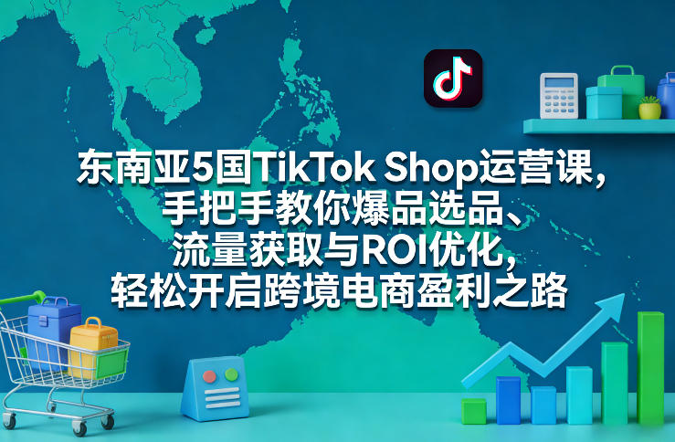 东南亚5国TikTok Shop运营课，手把手教你爆品选品、流量获取与ROI优化，轻松开启跨境电商盈利之路客创社区-专注互联网轻资产资源整合与分享客创社区-专注互联网轻资产资源整合与分享