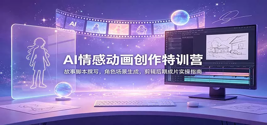 AI情感动画创作特训营：故事脚本撰写，角色场景生成，剪辑后期成片实操指南客创社区-专注互联网轻资产资源整合与分享客创社区-专注互联网轻资产资源整合与分享