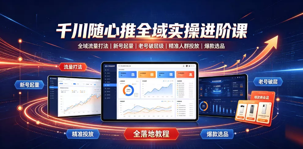 千川随心推全域实操进阶课｜全域流量打法、新号起量、老号破层级、精准人群投放、爆款选品全落地教程 《鱼见海科技》-鱼见海资源网-免费PHP网站源码模板,插件软件网创AI智能体资源分享平台！
