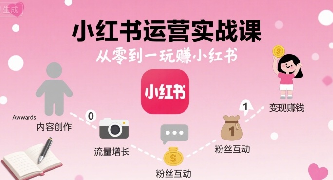 小红书运营实战课，从零到一玩賺小红书-客创社 - 专注互联网轻资产创业及网络项目资源整合与分享客创社-免费且强大的项目分享网站！