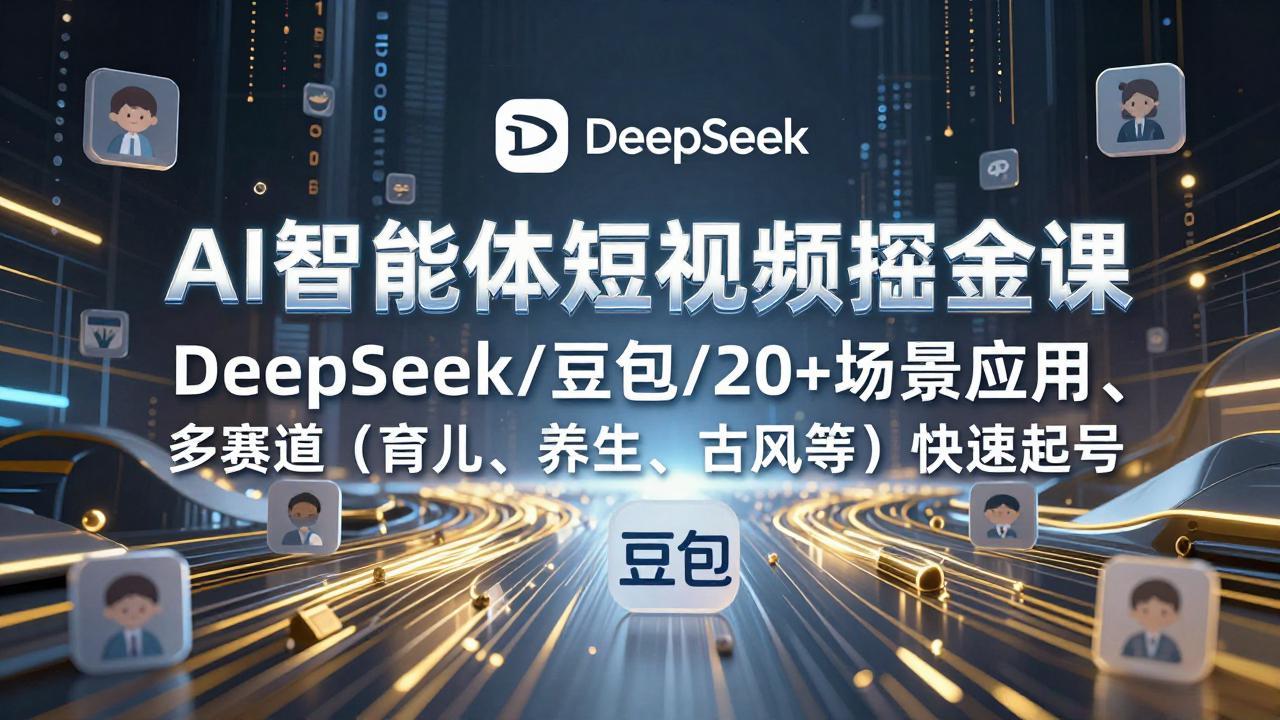 AI智能体短视频掘金课，DeepSeek/豆包/20+场景应用、多赛道(育儿、养生、古风等客创社区-专注互联网轻资产资源整合与分享客创社区-专注互联网轻资产资源整合与分享