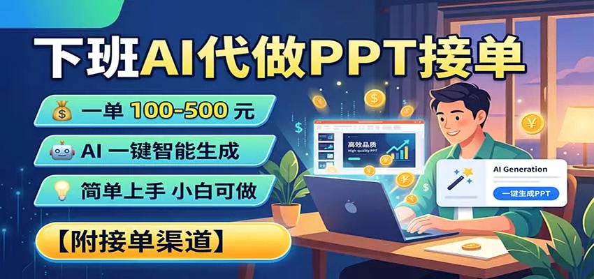 下班AI代做PPT接单，一单100-500，AI一键生成，小白也能做，附接单渠道客创社区-专注互联网轻资产资源整合与分享客创社区-专注互联网轻资产资源整合与分享