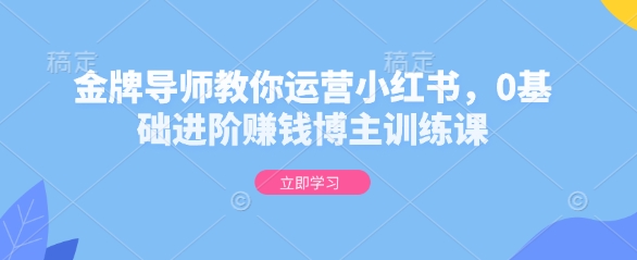 金牌导师教你运营小红书，0基础进阶赚钱博主训练课-客创社 - 专注互联网轻资产创业及网络项目资源整合与分享客创社-免费且强大的项目分享网站！