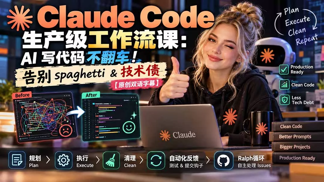Claude Code 生产级工作流课：AI 写代码不翻车！告别