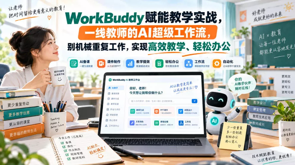 WorkBuddy赋能教学实战，一线教师的AI超级工作流，别机械重复工作，实现高效教学、轻松办公 《鱼见海科技》-鱼见海资源网-免费PHP网站源码模板,插件软件网创AI智能体资源分享平台！